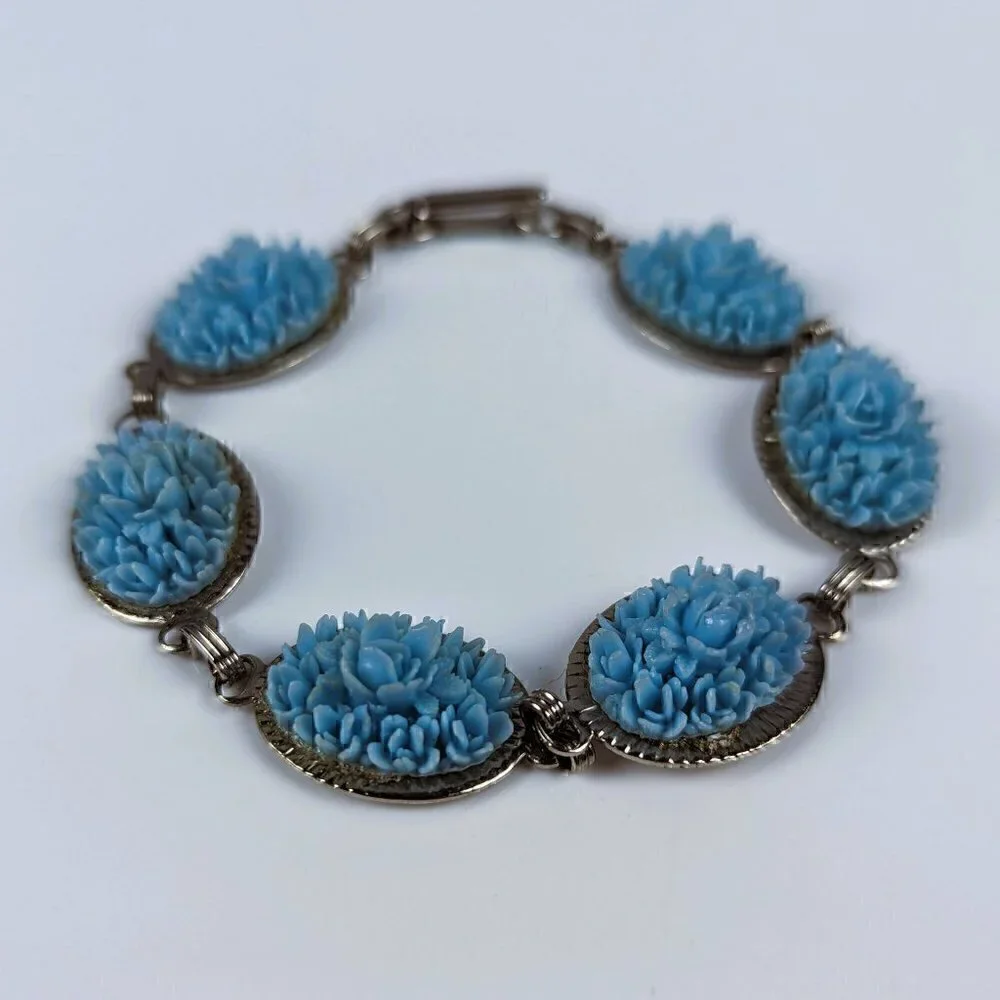 Blue Flower Silver Bracelet